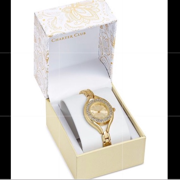 NEW Charter Club Gold Tone Watch with Crystals - Picture 6 of 6